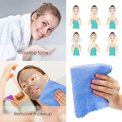 Syhood 12 Pieces Face Wash Cloth 12 x 12 in Makeup Remover Cloths Towel Coral