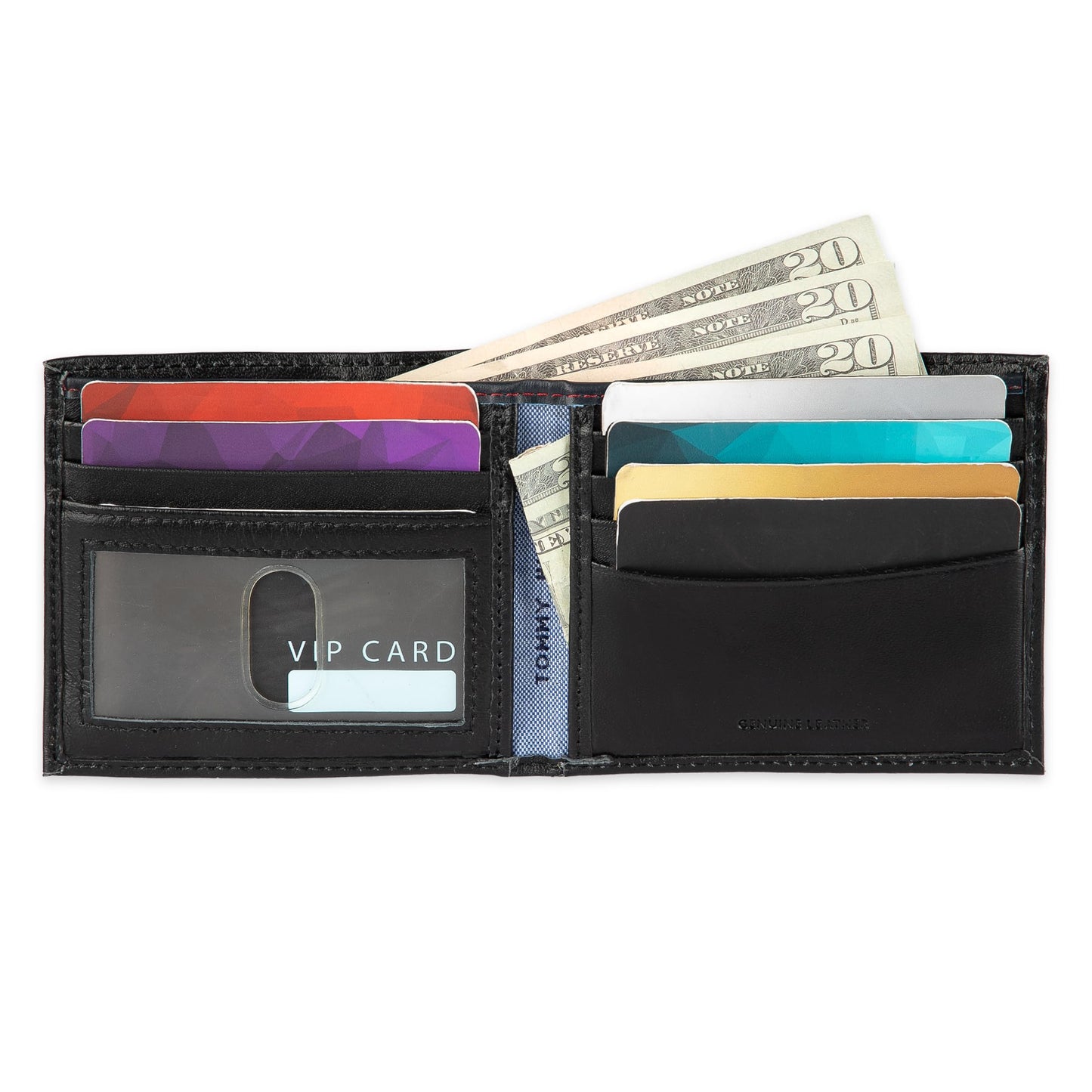 Tommy Hilfiger mens Slim Leather Passcase Wallet With Removable ID Window Oxford Black