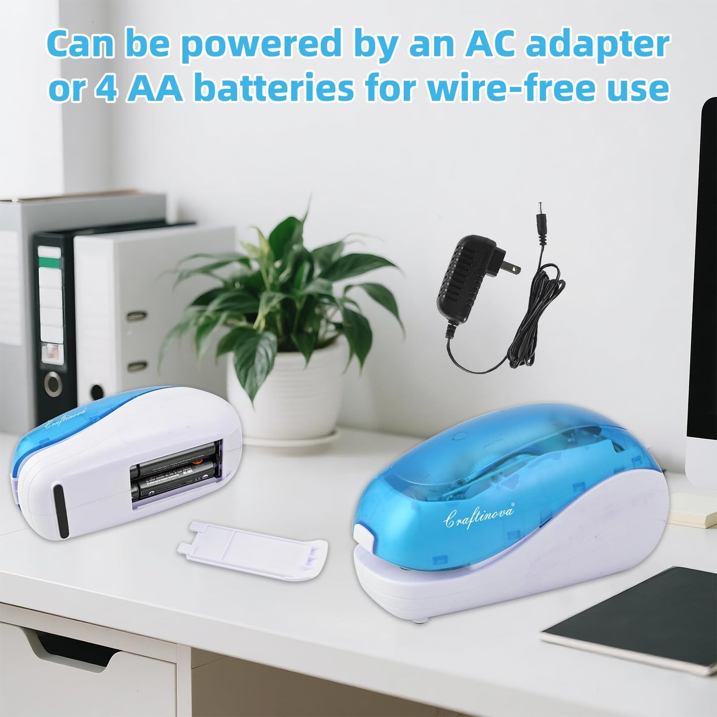 Craftinova Electric Stapler,Including 2000 Staples and 1 Staple Remover, Suitable for Palm Size and high Comfort，25 Sheet Capacity, AC Adapter or Battery Powered，Battery not Included