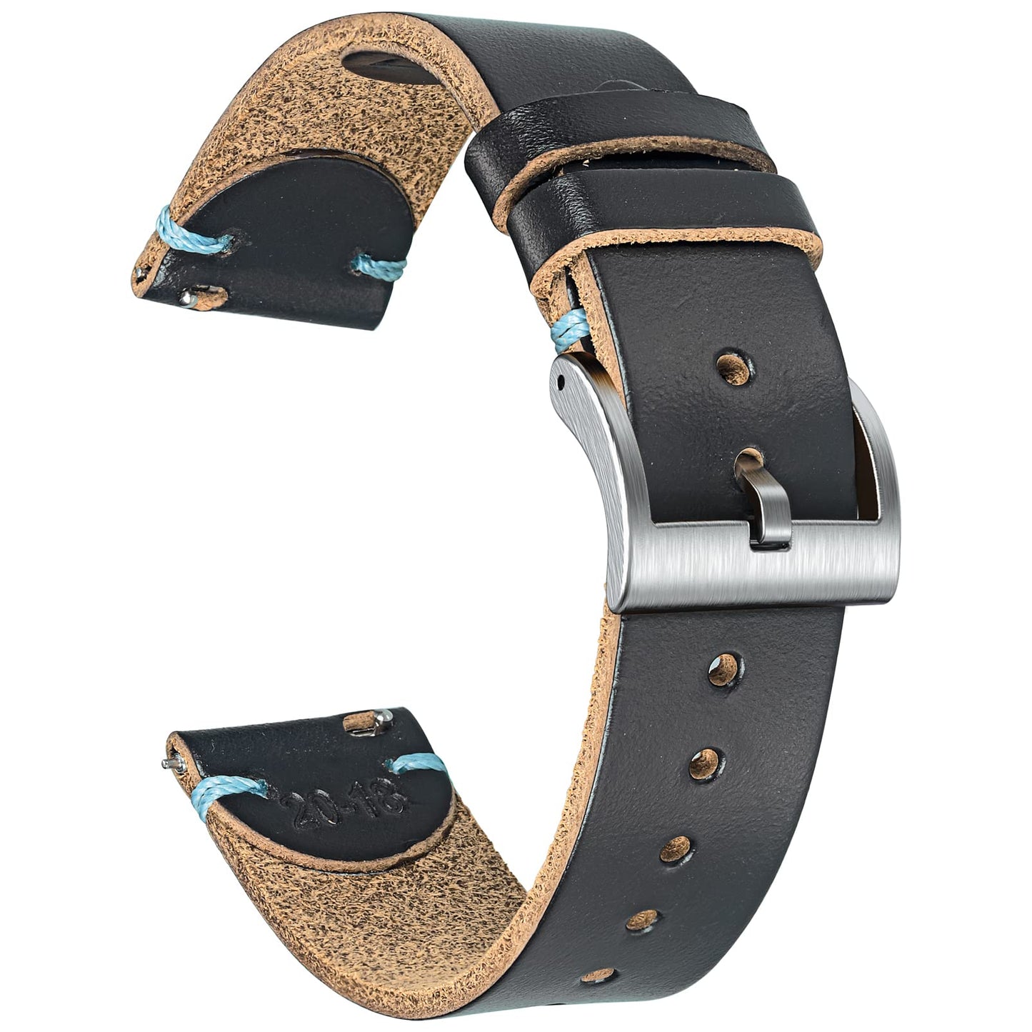 hemsut h 20mm Leather Watch Bands for Men, Thin Soft Horween Leather Watch Strap Quick Release Vintage Watch Wrap