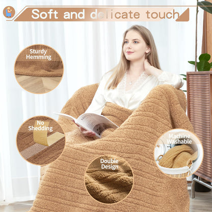 Heated Throw Blanket Double Sided Sherpa, Soft Heating Electric Blanket for Bed, Automatic Safety System, 6 Heating Levels & 4 Hours Auto-Off, 50"x60" Arctic Grey