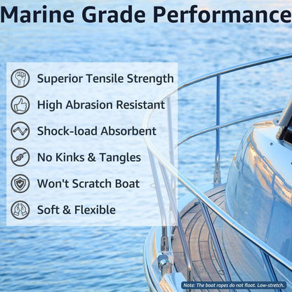 PACTHSD Double Braid 1/2" x 15' Boat Dock Lines (4-Pack) – Nylon Boat Ropes for Docking with 12" Spliced Eye – Heavy Duty Marine Rope – Soft & Durable Boat Lines for Pontoon and Light Boat (Navy Blue)