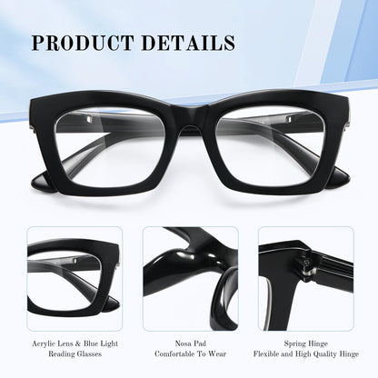 resjok Oprah Reading Glasses for Women-3Pack Blue Light Blocking Fashion Readers with Spring Hinge Computer Square Eyeglasses(Mix1, 1.75x)