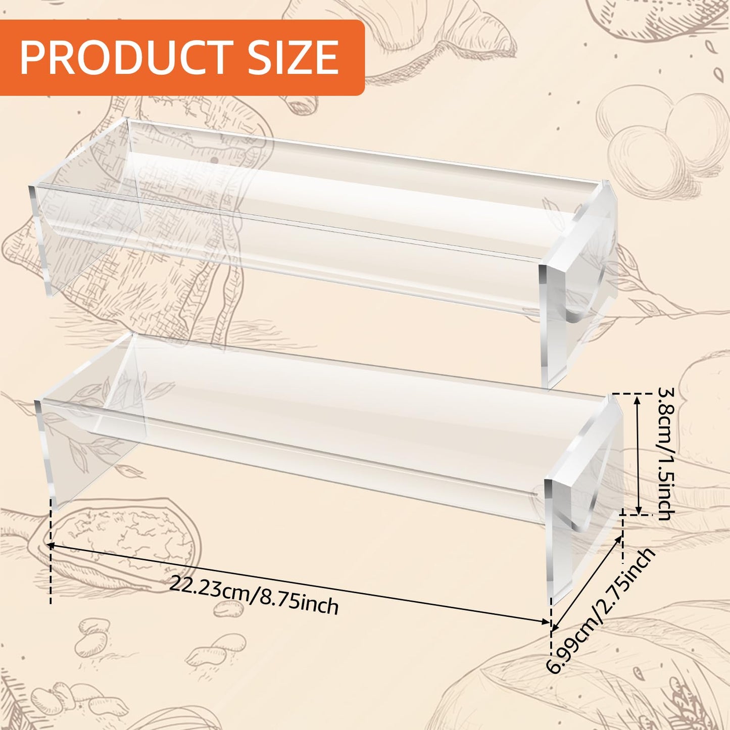 2Pcs Acrylic Cracker Serving Tray, Transparent Macaron Display Tray, Rectangular Multipurpose Biscuit Holder for Home Party Food Display