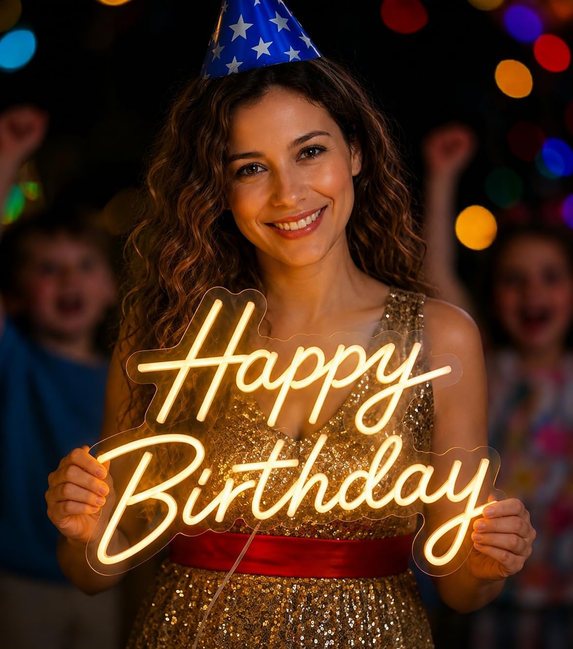 Happy Birthday Neon Sign, Happy Birthday Light Up Sign, Neon Happy Birthday Sign, Happy Birthday Led Sign for Backdrop All Birthday Party Decoration USB Powered Warm White,16.5 x 12 Inches (Plug not provided)