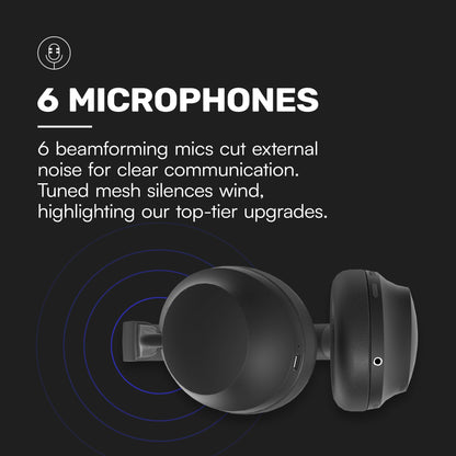 Raycon Pro Bluetooth Headphones - Premium Over The Ear Headphones, Hybrid Active Noise Cancelling Wireless Headphones + Awareness Mode, Bluetooth Headset with Mic, 60 Hours of Battery Life (Black)