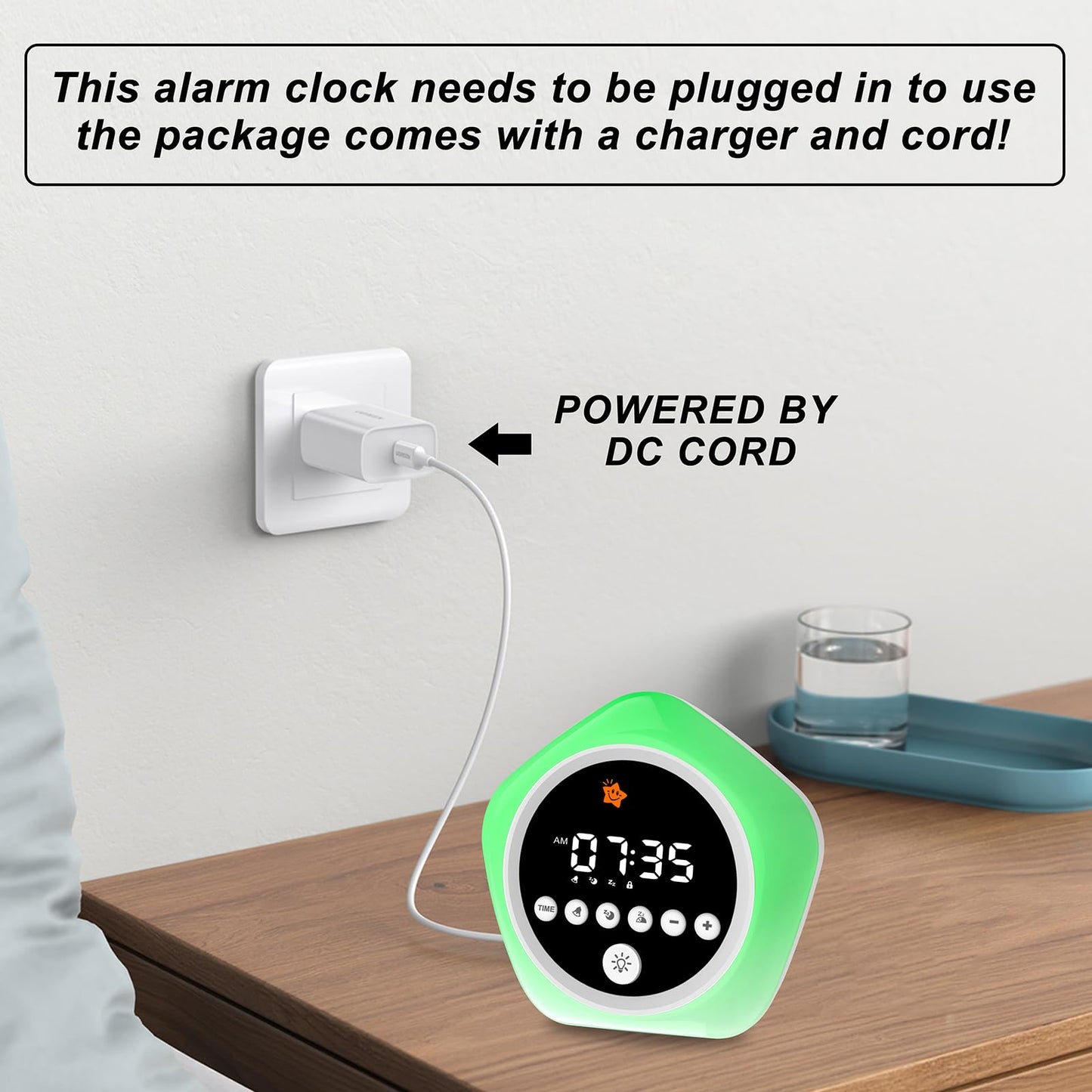 DINVEL Kids Alarm Clock, Ok to Wake Clock for Kids, Toddler Sleep Training Alarm Clock with Red Green Light, Teaches Time Management & Bedtime Routine, Perfect Clock Gift for Kids
