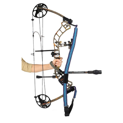 Sunya Paracord Compound Bow Sling with V2 Upgraded Magnetic Connection System. Lightweight Hands Free Shoulder Carrying Sling for Bow Hunting, Field Archery and 3D(Blackout)