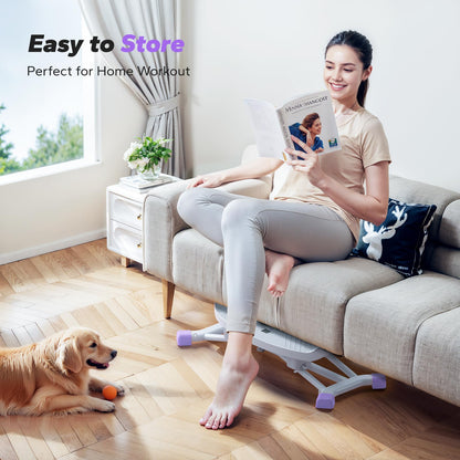 MERACH Balance Board for Adults, Rocking Stepper with Resistance Bands, Portable Wobble Board Featuring LCD Monitor, 300 lbs Capacity Ski Balance Trainer for Full Body Workout at Home Gym（Purple）