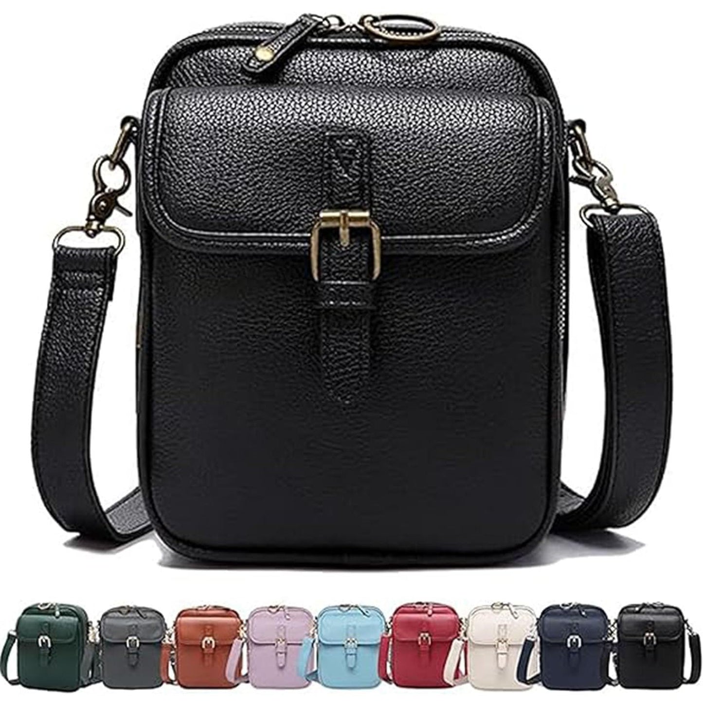 Leather Crossbody Bag for Women - 2025 Vintage Anti-Theft Messenger Bag with Double Layer Large Capacity, Built-in Purse Card Slots,Retro Faux Leather Shoulder Sling Bag for Travel (Black, Large)