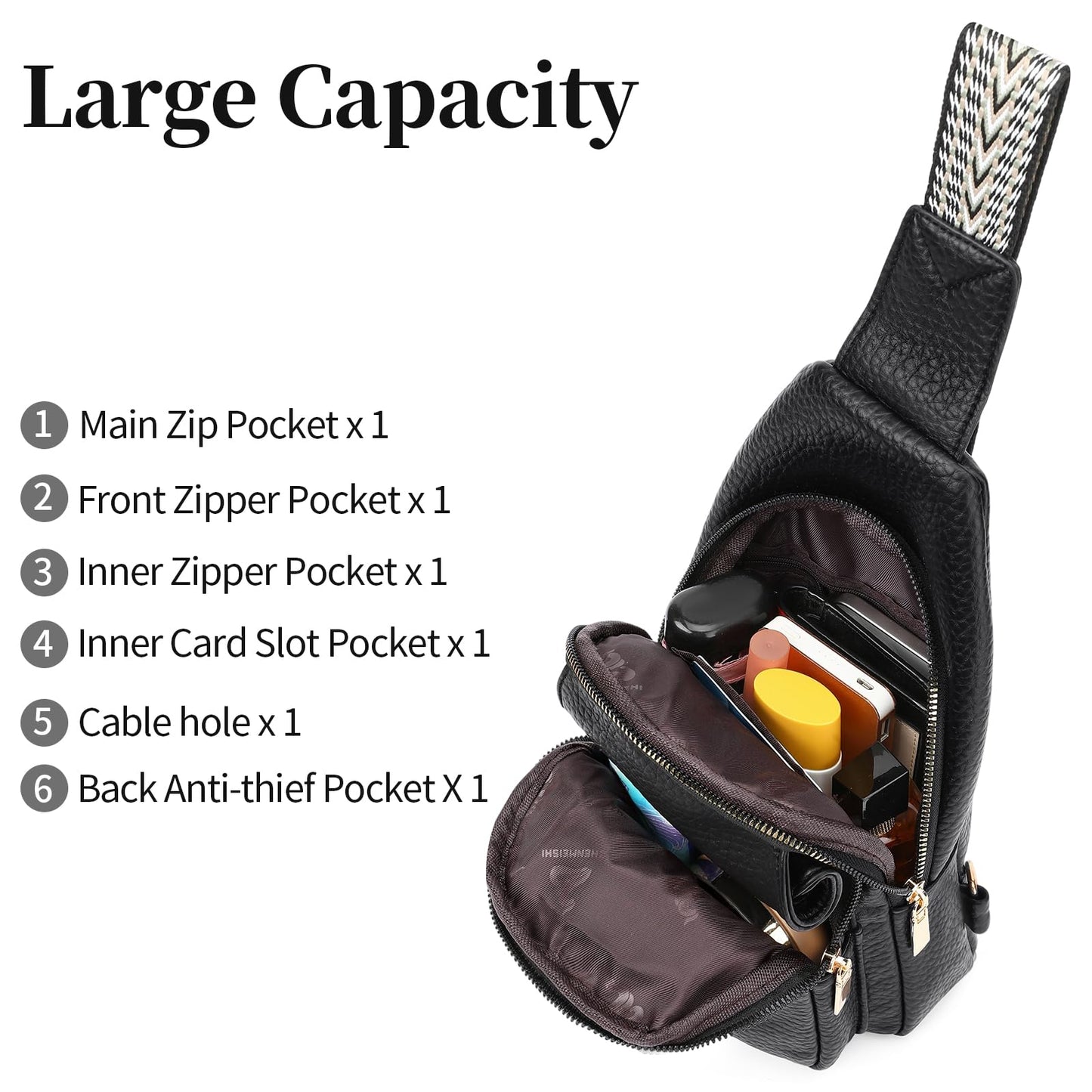 SENDEFN Sling Bag Crossbody Bags for Women Cross Body Purse Leather Fanny Pack Chest Bag for Travel