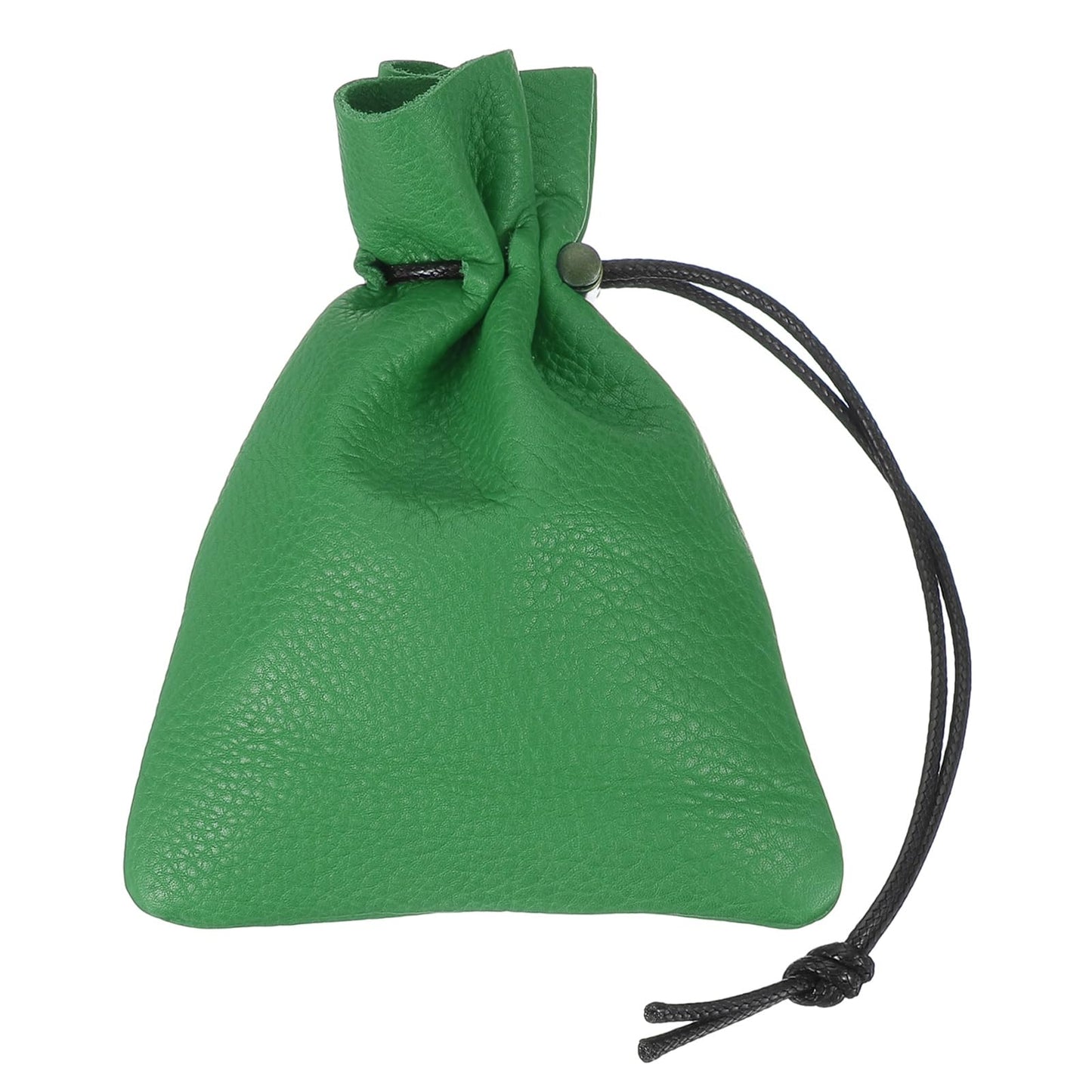 uxcell 1 Pcs Drawstring Bag, Leather Coin Purse, Change Purse for Women, Men's Leather Bag, for Jewelry, Keys, Coin Storage(Green)