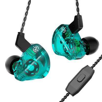 CCZ DC01 pro in Ear Monitor Headphones Ultrastrong Bass Edition Gaming Earbuds with Professional V-Shape Tuning 4N OFC Cable for Musicians/Singers/Audiophiles (with Mic, Cyan)