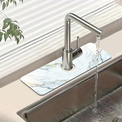 Marble Pattern Kitchen Sink Splash Guard Faucet Mat Gray Gold Marble Super