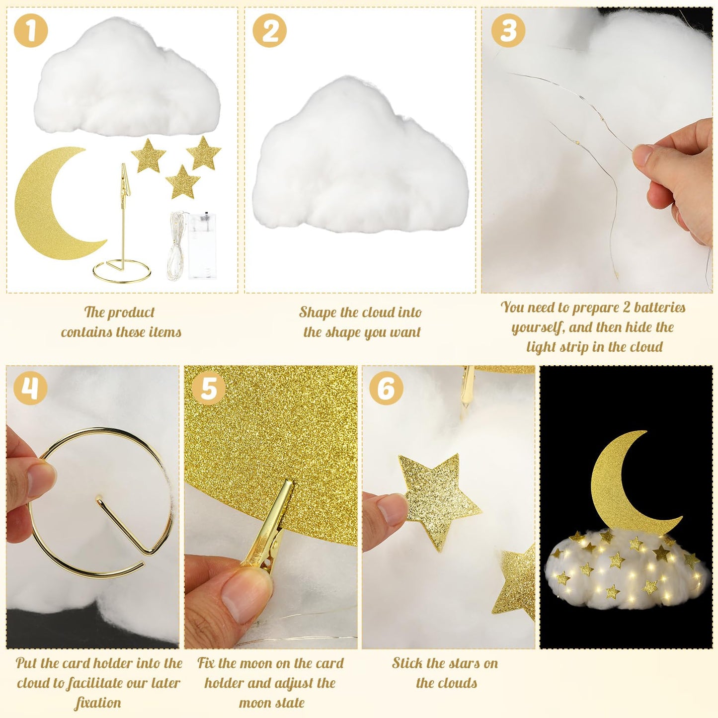 Soulchen 42 Pcs Twinkle Twinkle Little Star Table Centerpieces DIY Star and Moon Centerpieces for Baby Shower Decorations Cloud Tables Decor for Gender Reveal Birthday Party DIY Crafts (Gold)