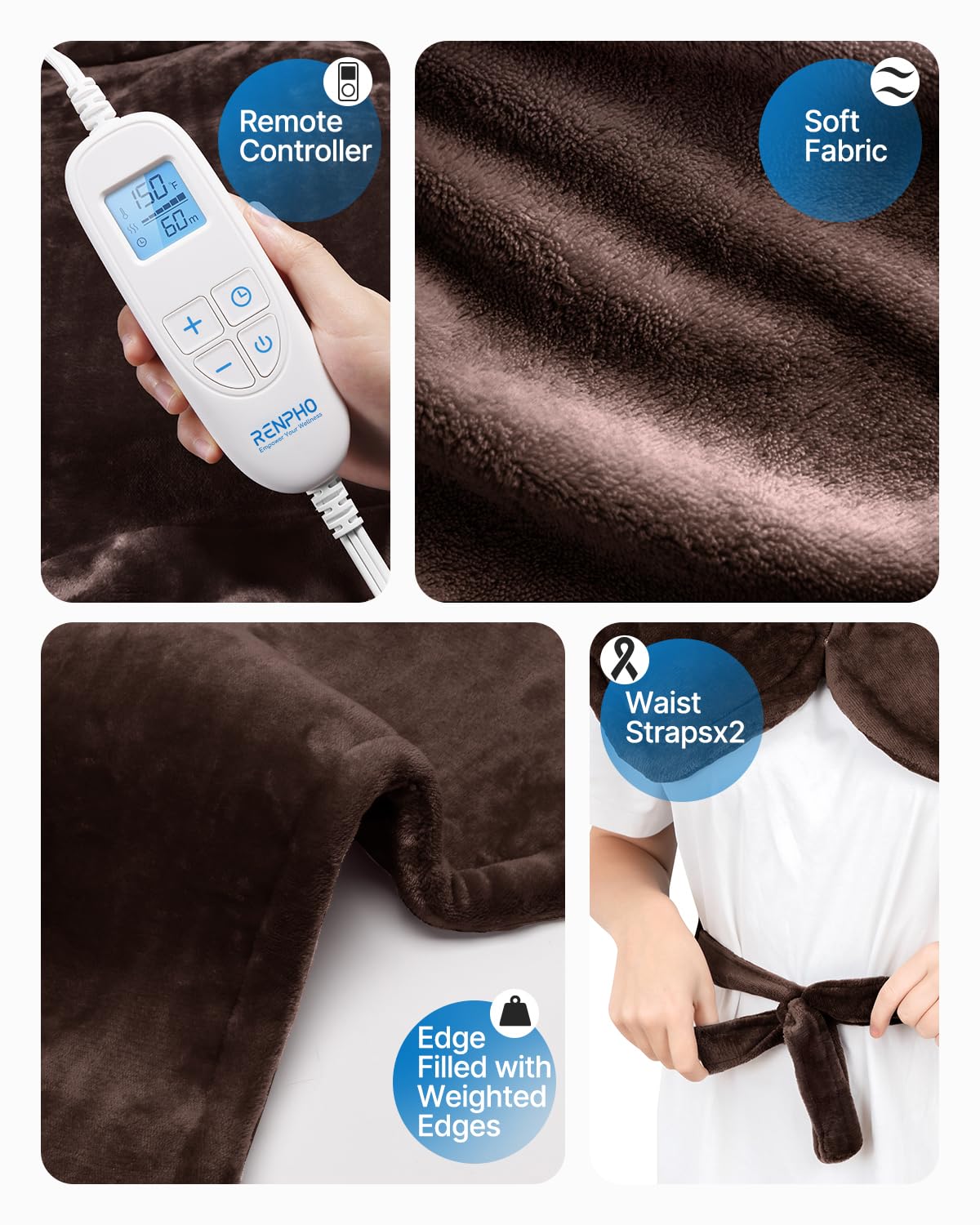 RENPHO Electric Heating Pad for Back Pain Relief, Birthday Christmas Gifts for Women Men Mom Dad Elderly, FSA Eligible Items Only List, Large Heat Pad for Neck Shoulders, 24"x33", ETL Certified, Gray