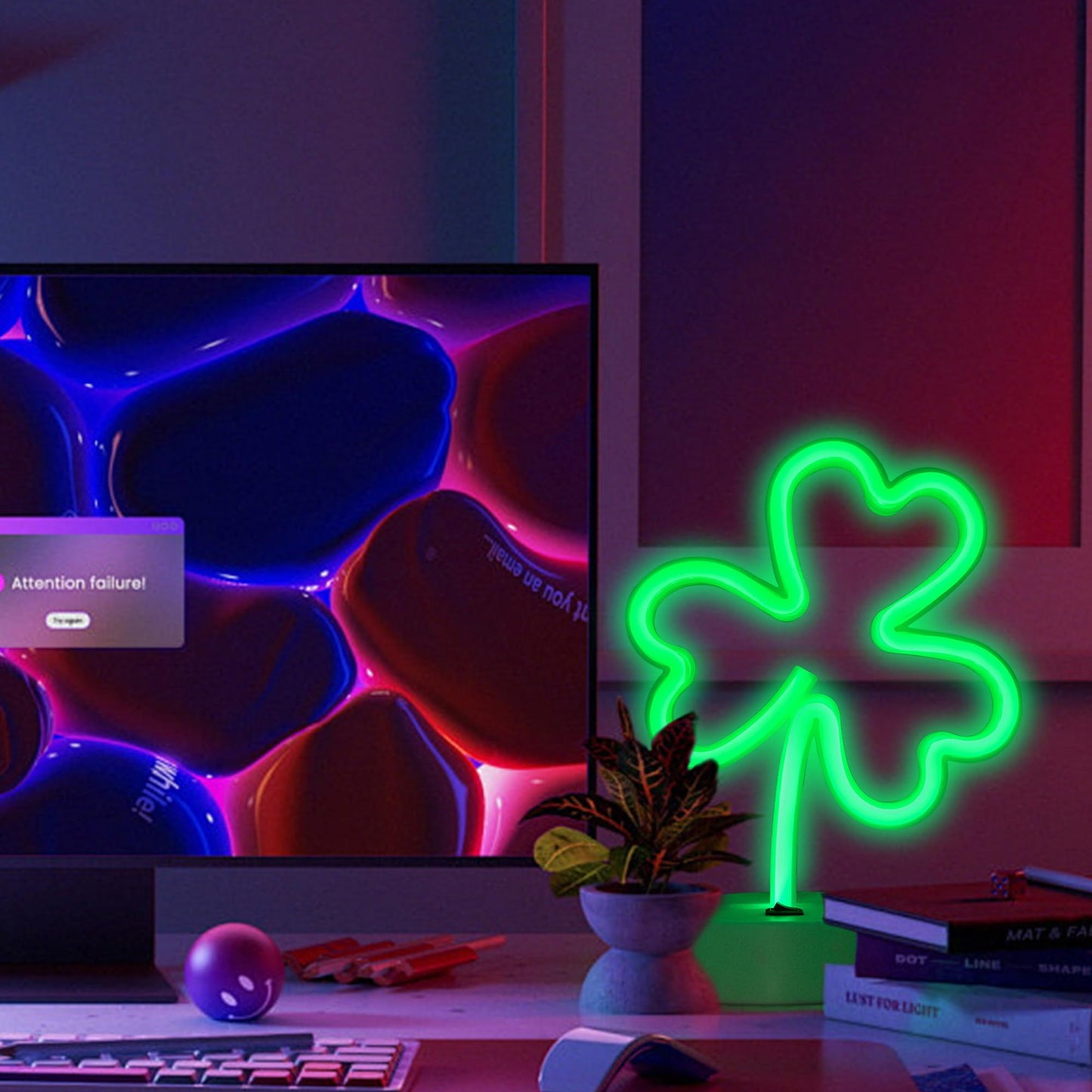 ENUOLI LED Neon Signs Lights Green Clover Shaped Neon Shamrock Night Light USB & Battery Powered Night Lamp Best Decoration Lights for St. Patrick's Day Gifts Kids Room Bedroom Bar(Shamrock)