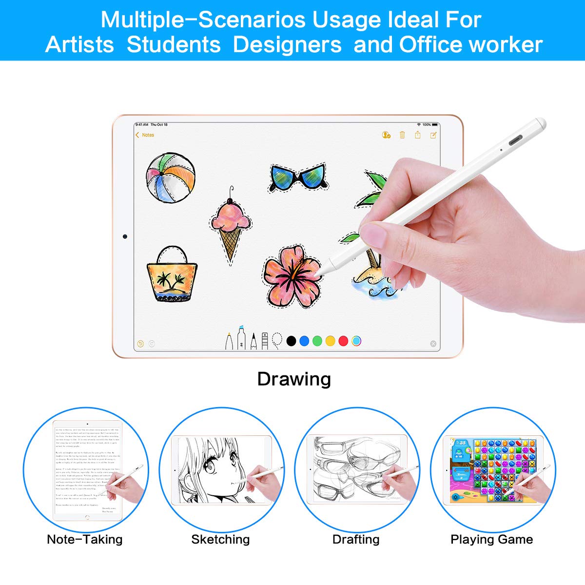 Stylus Pen for Apple iPad Pencil - iPad Pen A16 10th 9th 8th 7th 6th Gen for Apple Pencil 2nd Generation Compatible 2018-2025 iPad Pro M4 11-12.9 Inch iPad Air M2 M3 5th 4th 3rd Mini A17 6th 5th