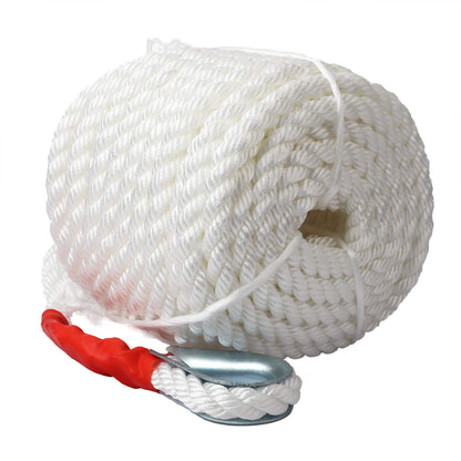 B4B BANG 4 BUCK 3/4" x100' Anchor Rope, Polypropylene Docking Dockline Boat/Sailboat/Mooring/Pull Lines with Thimble, 12592LB Breaking Strain