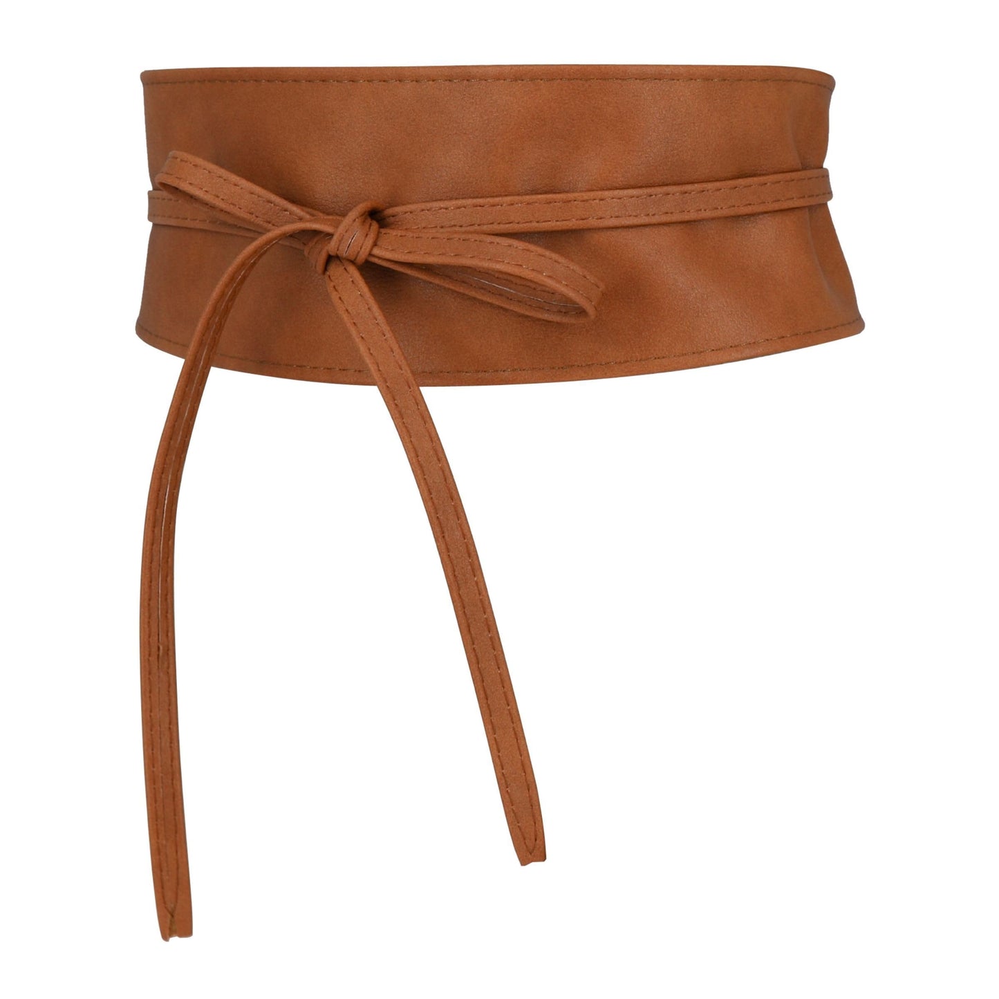 FASHIONGEN Obi Belt for Women – Wide Waist Belt in Faux Leather, MICA - Camel, Small/Medium