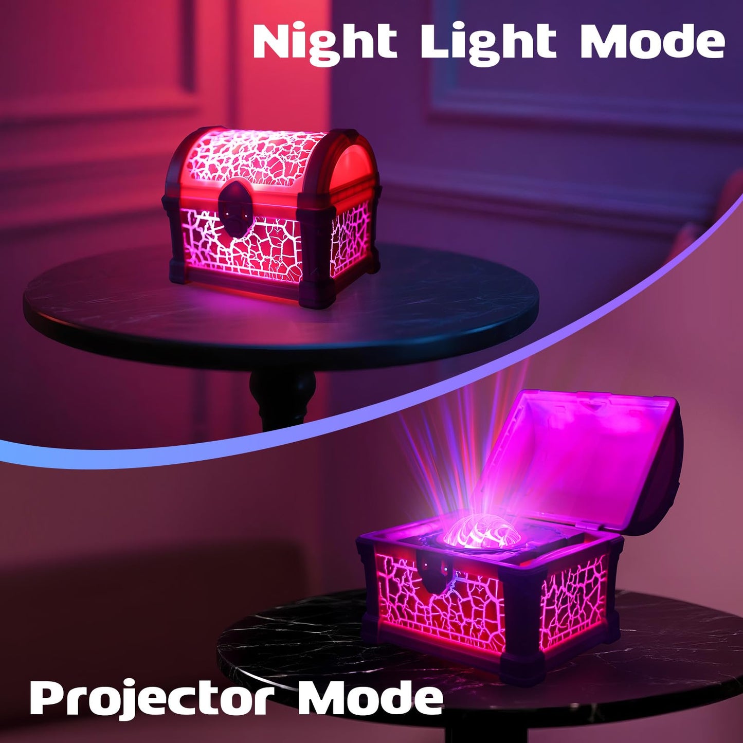 Treasure Chest Galaxy Projector with Bluetooth Speaker for Kids Room Decor, Nebula Aurora Galaxy Night Light Projector Ceiling Projection Nightlight with 8 White Noises, Timing for Bedroom, Kids Room