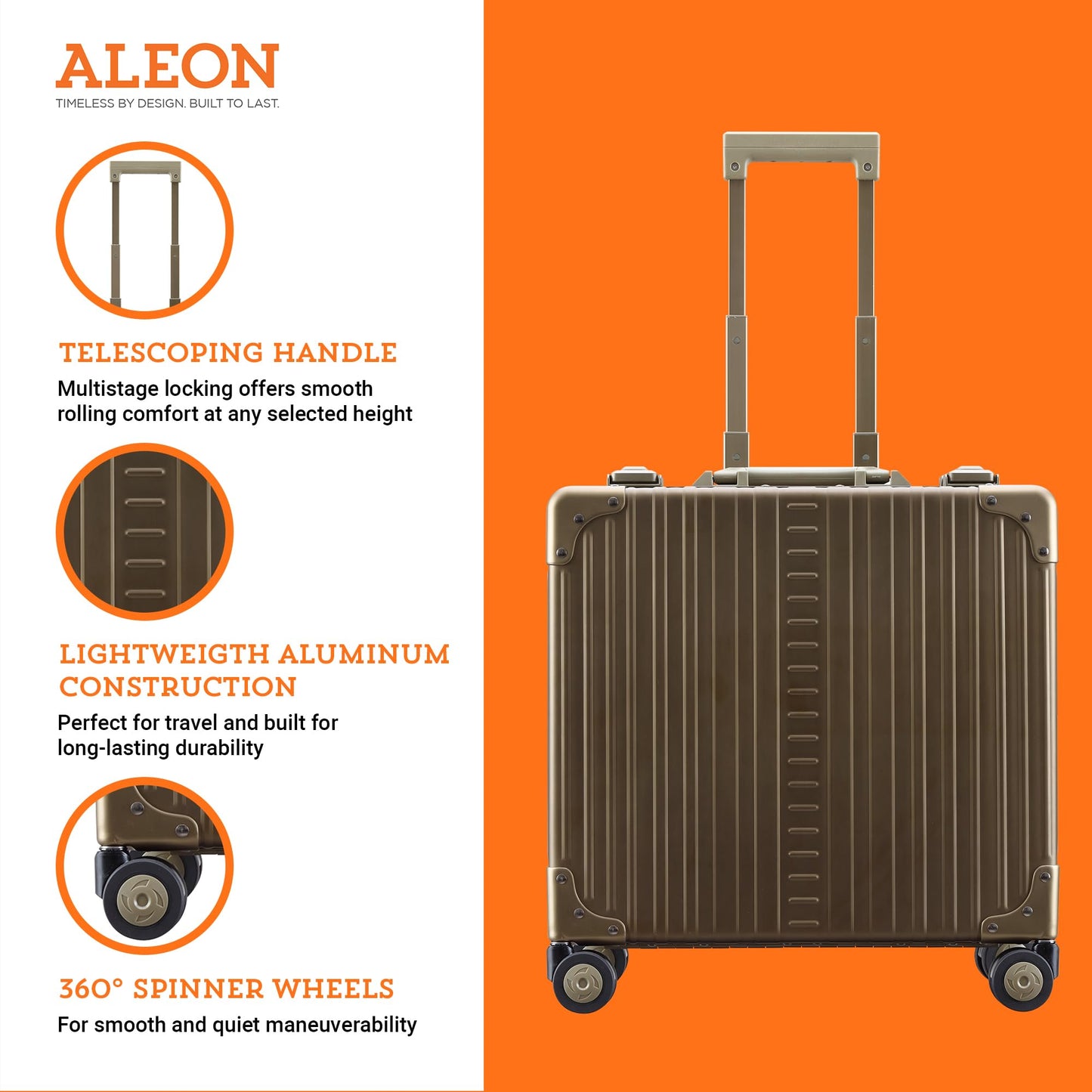 All Aluminum Lightweight 17" Deluxe Rolling Laptop Catalog Case for Men and Women | Vertical Opening Carry-On Bag with TSA Locks & Aircraft-Grade Aluminum Frame - Optimal Travel Companion (Champagne)