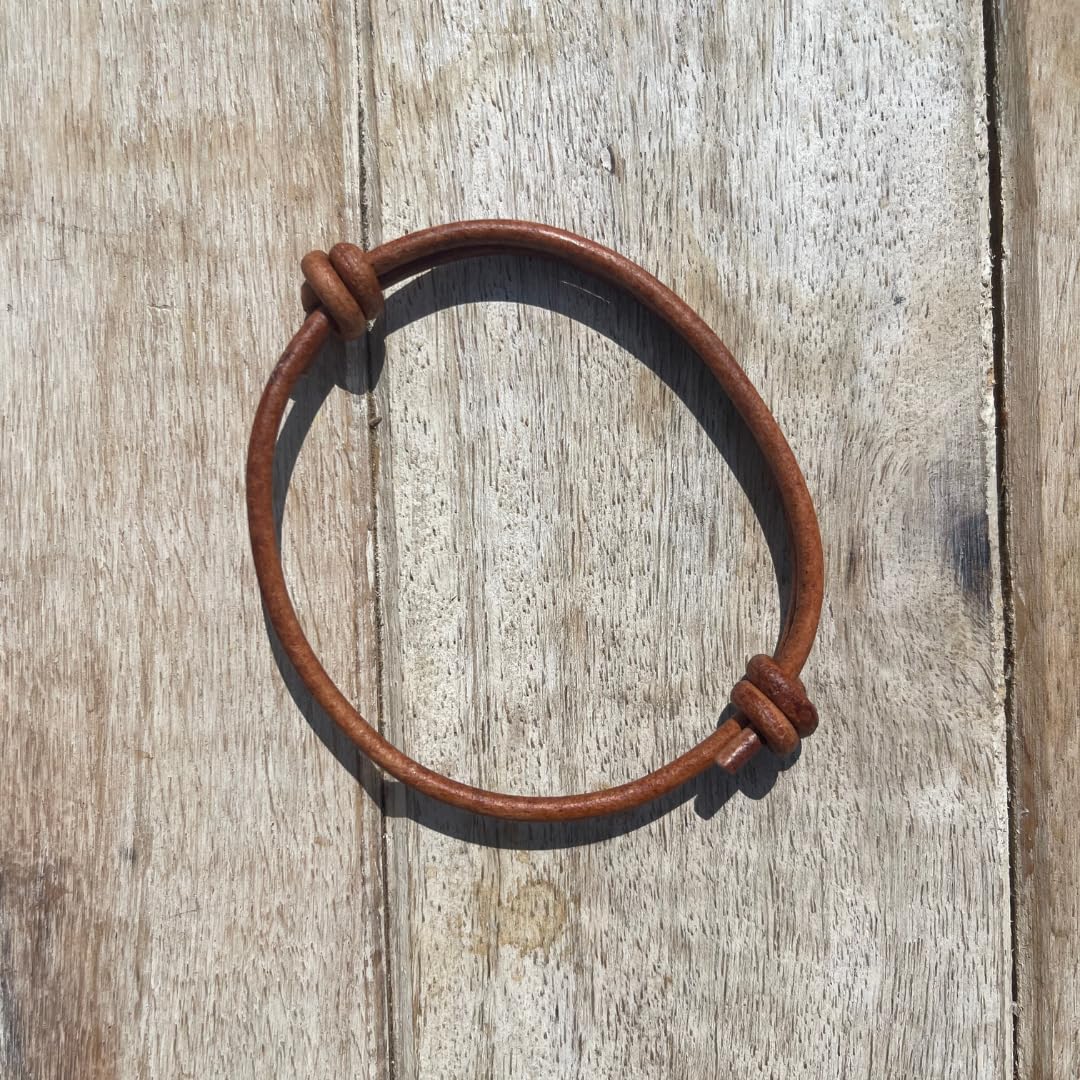 3 mm Men Genuine Leather Bracelet - Handmade Adjustable Cuff, Mens Minimalism Leather Wrap Wristband, Simple Accessories, Premium Leather, Women Gift To Boyfriend, Pulsera Hombre (Distressed)