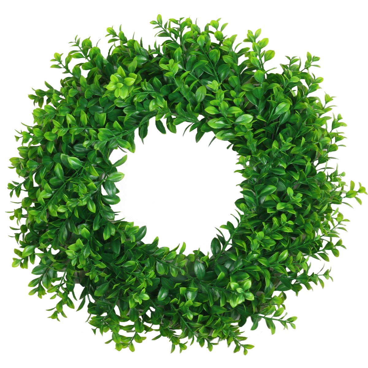 U'Artlines 17inch Front Door Wreaths Artificial Spring Summer Greenery Hanging Garland for Home Wedding Wall Window Decoration (17'inch Boxwood,1)