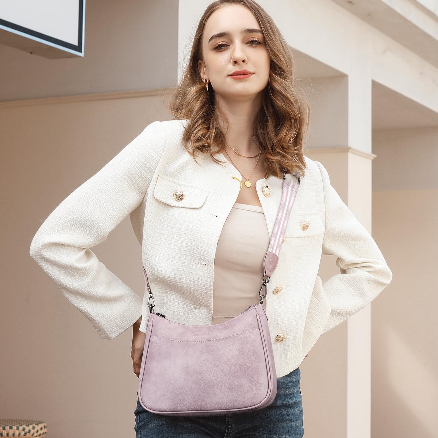 APHISON Crossbody Bags for Women Trendy, Leather Crossbody purse with Adjustable Strap, Women's Crossbody Shoulder Handbags, 04-purple