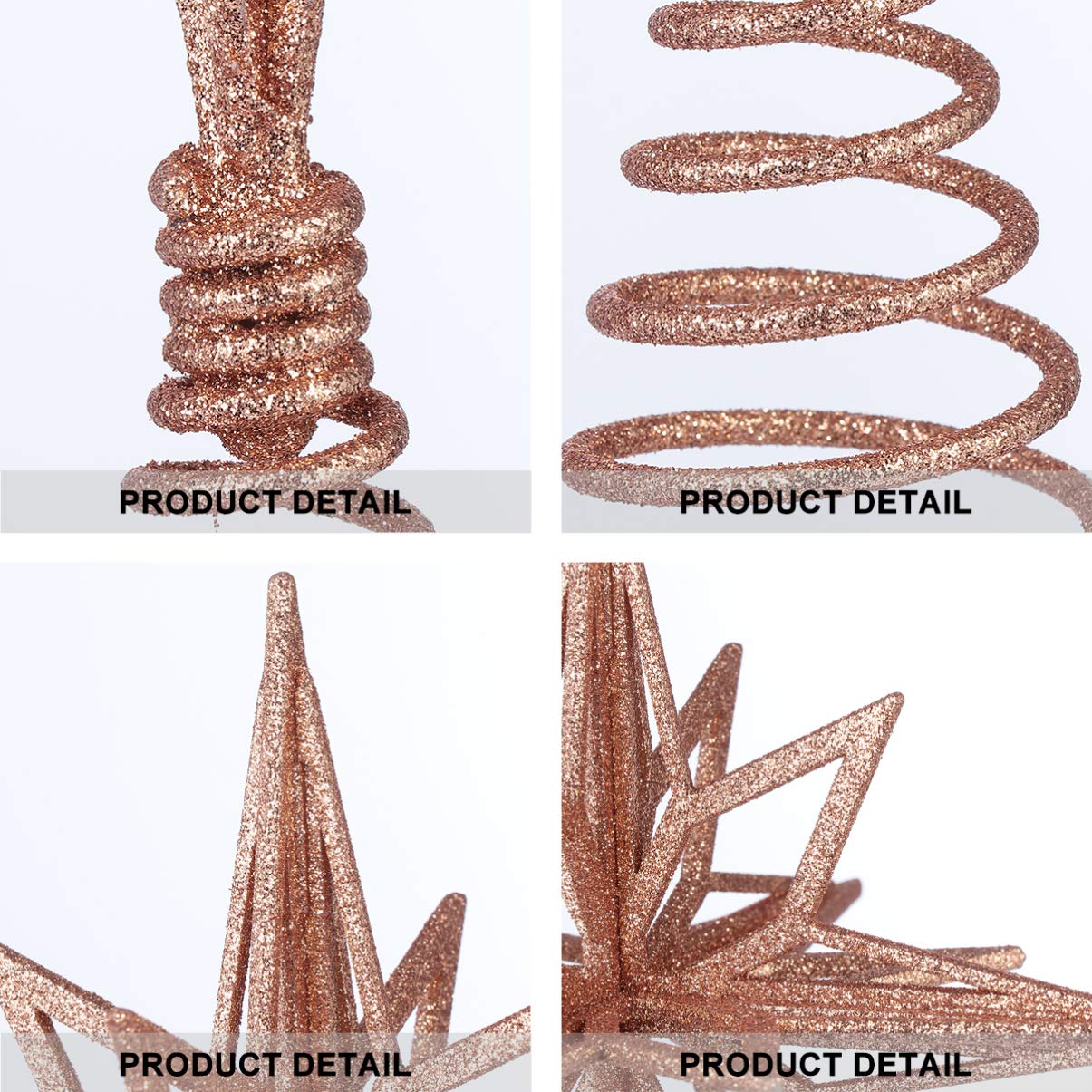 Glitter Star Tree Topper: 11 Inch Rose Gold Metal Christmas Tree Topper - Sparkling Xmas Top Decor for Modern Holiday Home Decoration