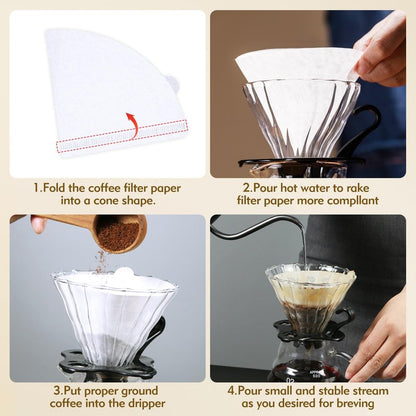 reroso 200 Count Coffee Filter, Coffee Filters Disposable No Blowout, Coffee Filters 2 Cone for Drip and Pour OverCoffee Maker (1-4 Cup)