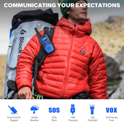 Wishouse Walkie Talkies for Adults Long Range-Rechargeable 4 Pack 2 Way Radios, Hiking Accessories Camping Gear Xmas Birthday Gift for Kids Family with Lamp,SOS Siren,NOAA Weather Alert,Easy to Use