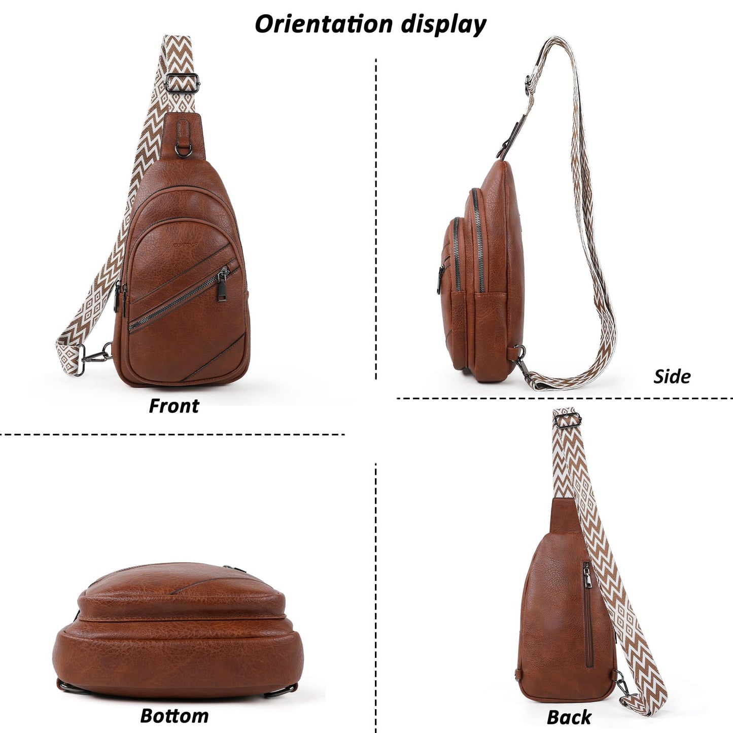 TANTOMI Sling Bag Crossbody Bags for Women Leather Cross Body Bag Trendy Fanny Pack Chest Travel Purse with Adjustable Strap
