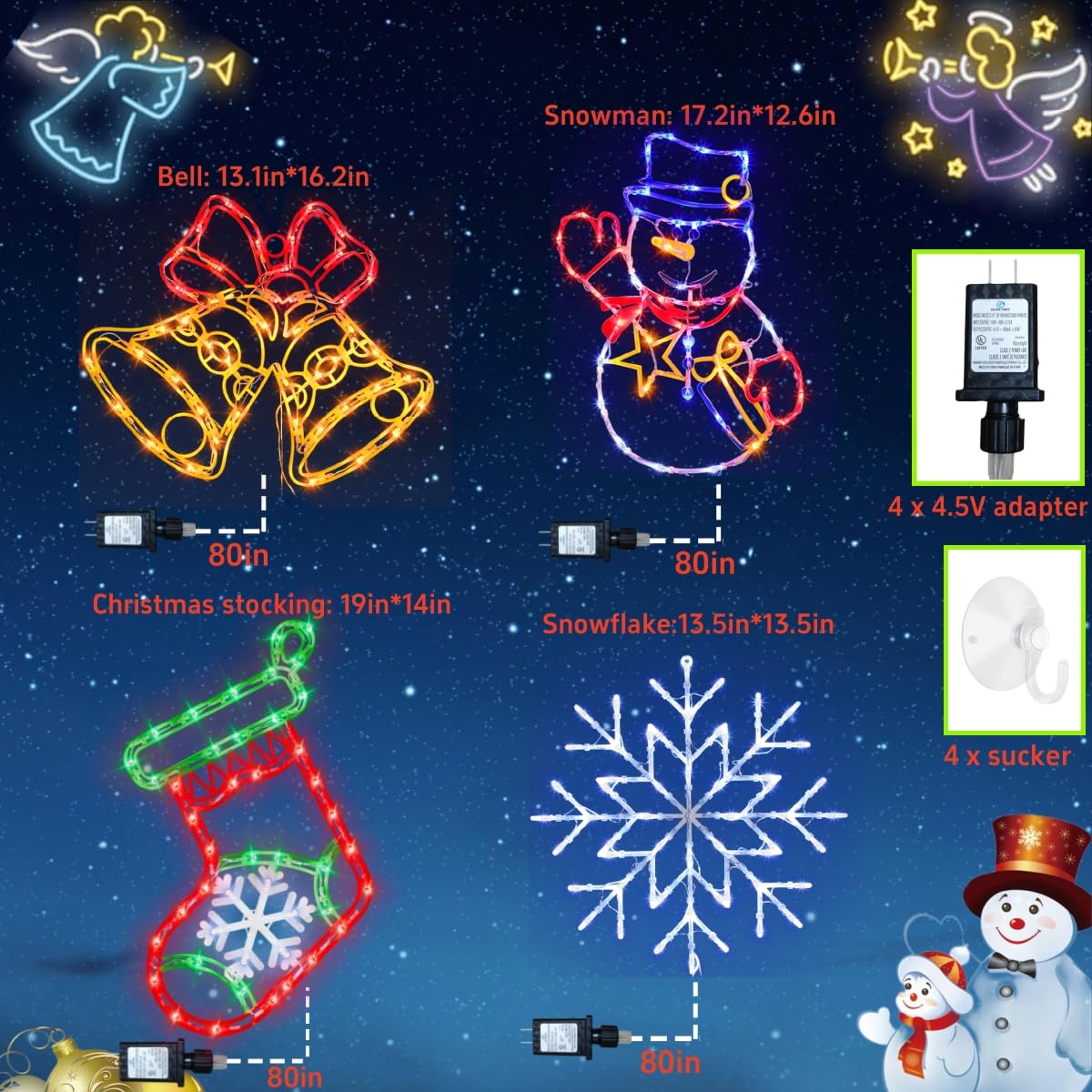 Pytopkto 16" Christmas Window Silhouette Lights Decorations