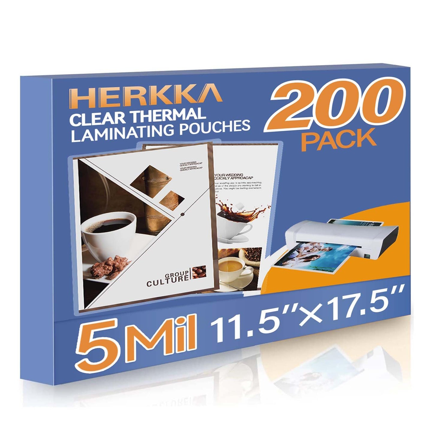 HERKKA 200 Pack Laminating Pouches, Hold 11 x 17 Inch Sheet, 5 Mil Clear Thermal Laminating Paper 11.5 x 17.5 Inch, Round Corner