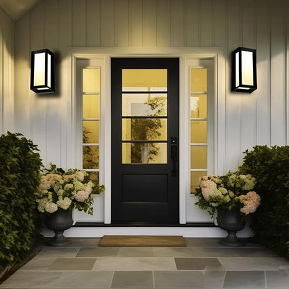 Outdoor Wall Sconce Lights, Square LED Porch Lights Outdoor 18W 3000K 4000K 5000K 3 Color Changeable,Exterior Outside Wall Lights for House Doorway,Carriage