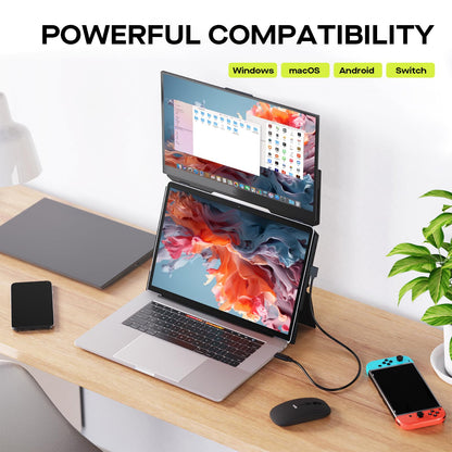 Mobile Pixels Geminos (2 x 24 inch) IPS Dual Stacked Computer Monitors with 65W USB-C Charging, 1080P Webcam&Speakers, All-Inclusive Workstation PC Monitor, USB-A/USB-C/HDMI, Ergo Design(2 Monitors)