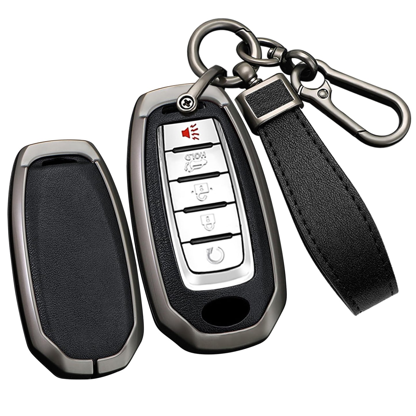 TECART 5-Button Car Key Fob Cover Fit for Infiniti Key Case Protector Keychain Holder Fit for Q50 Q60 QX50 QX55 QX60 Black