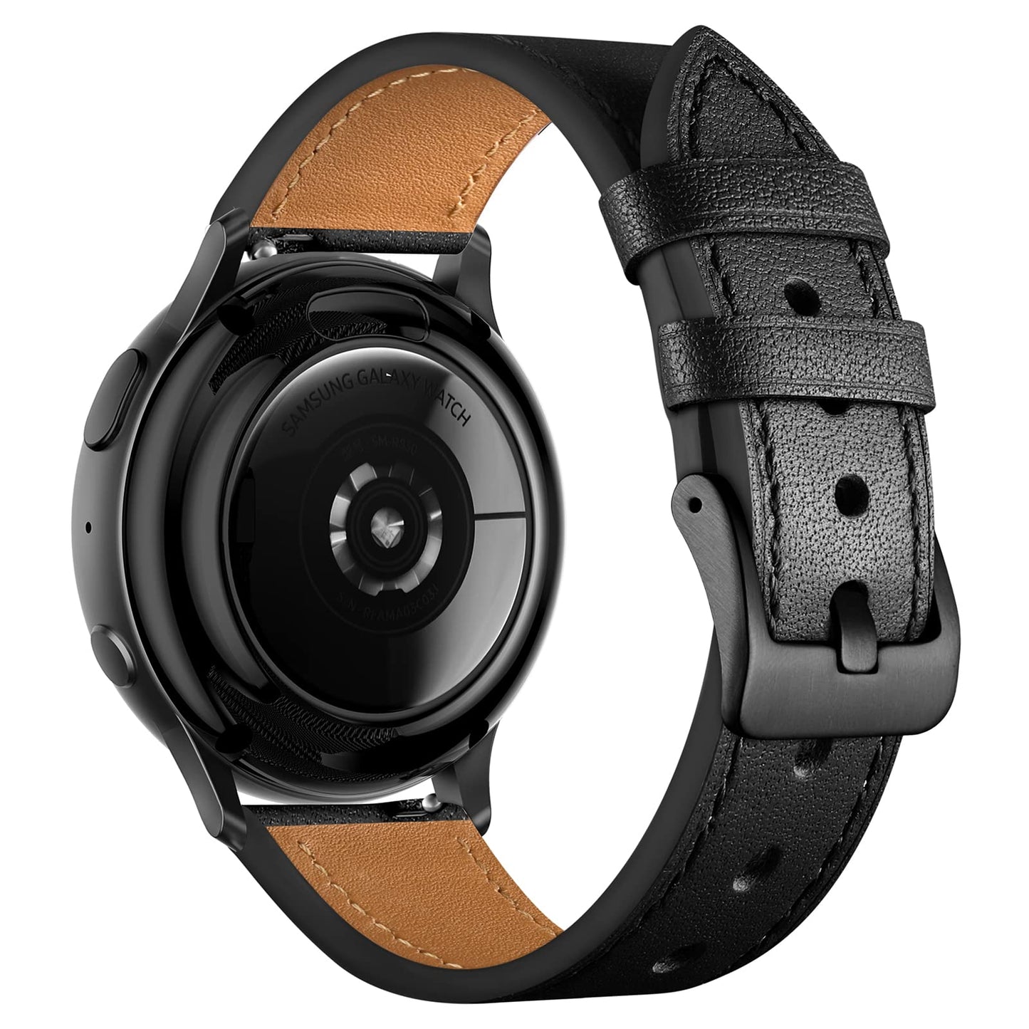 GEAK Leather Band Compatible with Samsung Galaxy Watch 7 40mm 44mm, Galaxy Watch 6 5 4 44mm 40mm, Galaxy Watch 4 Classic 46mm 42mm, Watch 3 41mm, 20mm Watch Band for Women Men, Black