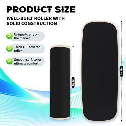 HAIZAIGUOGUO Wooden Balance Board for Adults, 350lbs Capacity Surf Balance Trainer with Anti-Slip Surface, Skateboard Snowboard Training Equipment for Core Strength & Balance Control