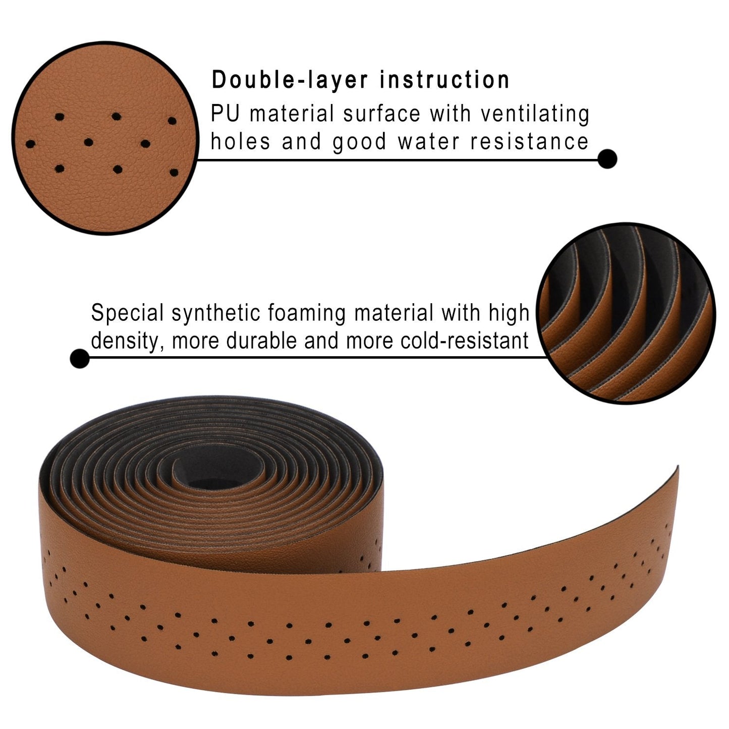 TOPCABIN® Camouflage Series Comfort Gel Road Bike Handlebar Tape Bike Bar Tape with Reflective Bar Plugs (Brown(PU a Pair))