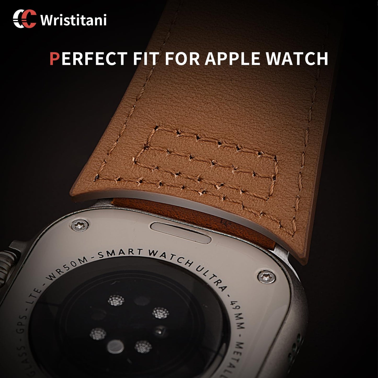 Wristitani Leather Bands Compatible With Apple Watch Band 42mm 41mm 40mm 38mm for Men, Top Grain Genuine Leather Replacement Strap for iWatch SE3/2/1 Series 11 10 9 8 7 6 5 4 3