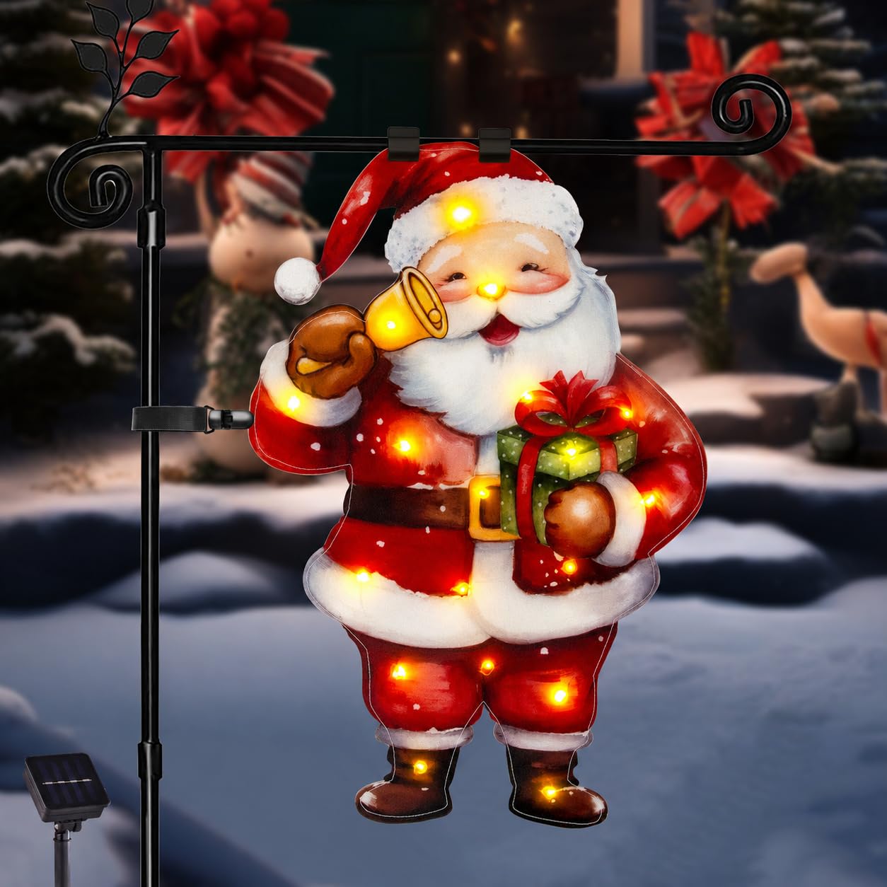 Lighted Christmas Garden Flag12x18, 8 Modes Double Sided Solar Christmas Decorations Outdoor LED Navidad Flag, Yard Decorations for Xmas Patio Lawn Porch