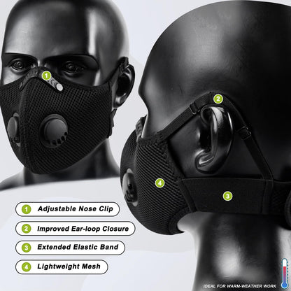 BASE CAMP M Plus Dust Face Mask with Extra 6 Activated Carbon Filters for Woodworking Construction Mowing Cycling (3)