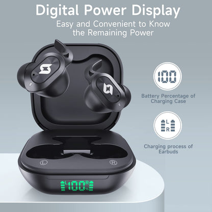 Wireless Earbuds Bluetooth Headphones with Wireless Charging Case 32H Playback LED Display in Ear Earphones Waterproof Ear buds Built in Mic Stereo Bass for iPhone Samsung Android Sport Workout Gym TV