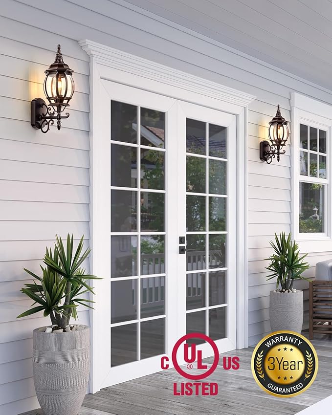 VIANIS 2 Pack Exterior Wall Lantern, Oil-Rubbed Bronze Outdoor Light Fixture Wall Mount, Anti-Rust Outside Porch Lights for House, Waterproof Outdoor Sconce Lighting Lamp, Coach Lights for Garage