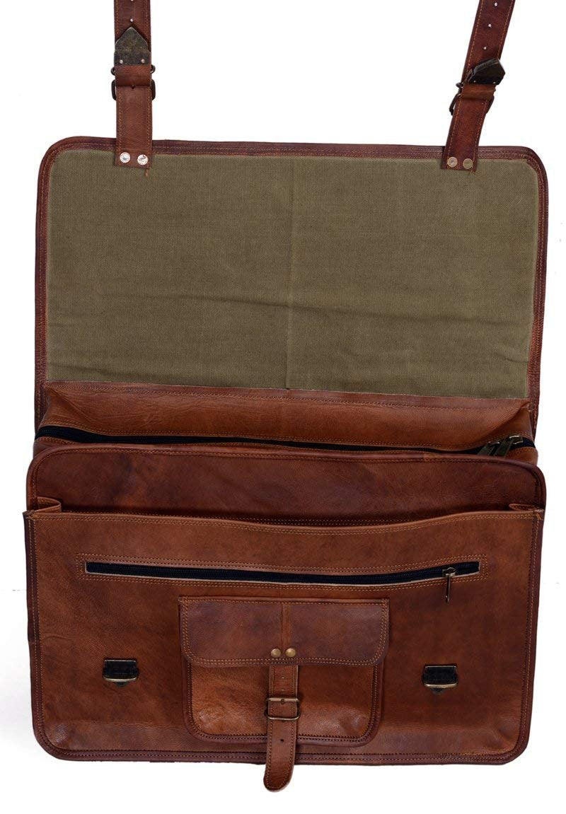Leather briefcase for men 18 inch laptop messenger bag office satchel computer bag for men and women (18 INCH)