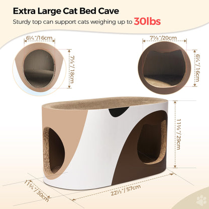 MSBC Big Cat Scratcher Lounge, Corrugated Cardboard Cat Scratcher House with Hole, Large Scratching Lounger Bed, Cat Scratching Pad for Indoor Cats as Furniture Protector, Rabbit Cardboard House