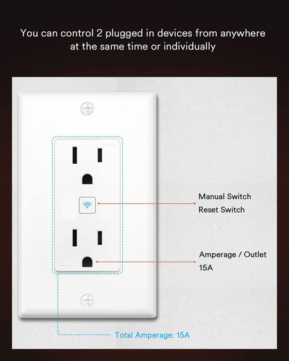 Lumary Smart USB Outlet with Type-C & USB-A Ports, WiFi in-Wall Outlet Compatible with Alexa & Google Home, Remote & Voice Control, Timer, FCC Certified, Tamper-Resistant, 4 Pack