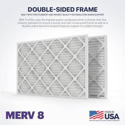 BNX TruFilter 14x14x1 Air Filter MERV 8 (6-Pack) - MADE IN USA – Dust & Pet Defense Pleated Air Conditioner HVAC AC Furnace Filters for Dust, Pet, Mold, Pollen MPR 600 – 700 & FPR 5
